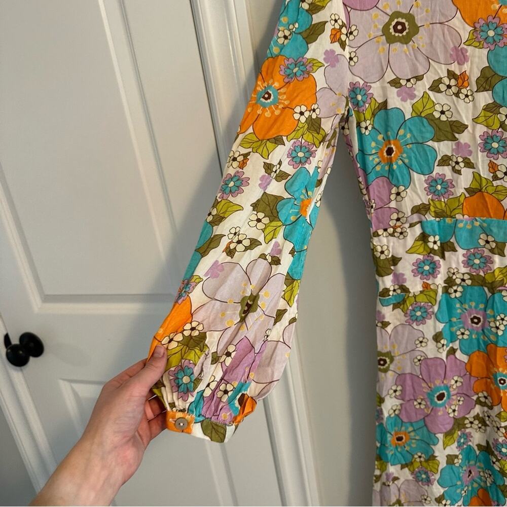 Tuckernuck Stella Pardo Paris Retro Floral Orange Maxi Dress XS - Picture 5 of 14